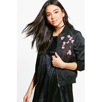 oriental embroidered bomber jacket black