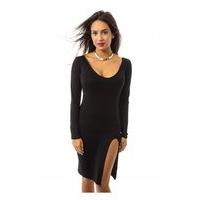 orla side split bodycon dress in black