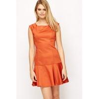 Orange Ruffle Hem Dress