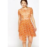 Orange Polka Dot Bow Skater Dress