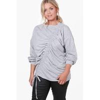 orla ruched front detail oversized sweat top light grey