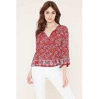 ornate print peasant top