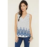 Ornate Print V-Neck Top