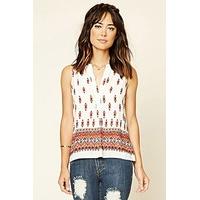 ornate print woven top