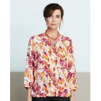 Orange Print Pleat Detail Blouse