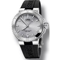 oris watch aquis date light grey rubber d