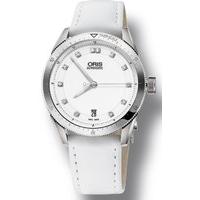 oris watch artix gt date white ceramic leather d