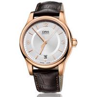 oris watch classic date rose gold pvd leather