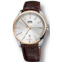 oris watch artix date bicolor leather