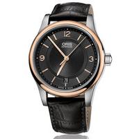 oris watch classic date leather