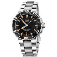 oris watch aquis date dark black bracelet