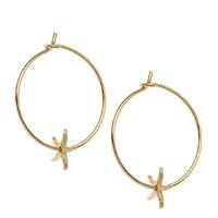Orelia-Earrings - Starfish Charm Hoops - Gold