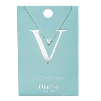 Orelia-Necklaces - Necklace Initial V - Silver