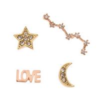 orelia earrings love small mixed pin pack gold