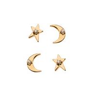 Orelia-Earrings - Star And Moon 2 pack - White