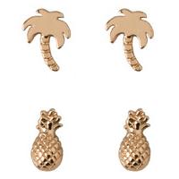 Orelia-Earrings - Palm Tree Pineapple Earrings Pack - Gold