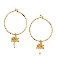 Orelia-Earrings - Palm Tree Charm Hoops - Gold