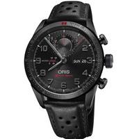 oris mens black leather watch 778 7661 7784 set ls