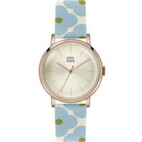 orla kiely patricia rose gold plated blue flower strap watch ok2072