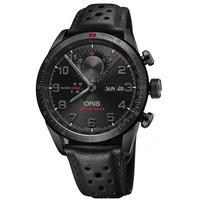 oris mens black leather watch 778 7661 7784 set ls