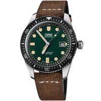Oris Mens Green Brown Leather Strap Watch 733 7720 4057-07 5LS