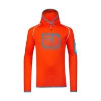 ortovox merino fleece logo hoody m crazy orange