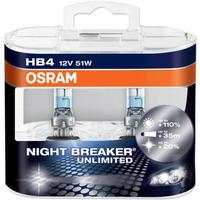 Osram Nightbreaker Unlimited Hb4 9006 Bulbs Twin Box 12V 51W