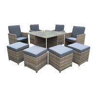 OSeasons Cube Rattan 8 Seater Dining Set in Chic Walnut