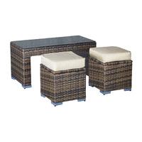 oseasons oxford rattan modular coffee table and 2 stool set in cappucc ...