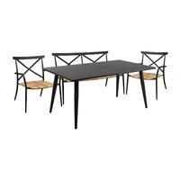 OSeasons Milos Rattan and Aluminium 4 Seater Sofa Dining Set in Black
