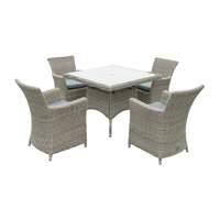 OSeasons Eden Rattan 4 Seater Square Dining Set in Chic Walnut