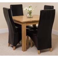 Oslo Solid Oak Dining Table and 4 Black Lola Leather Chairs