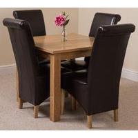Oslo Solid Oak Dining Table and 4 Brown Montana Leather Chairs