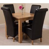 Oslo Solid Oak Dining Table and 4 Black Montana Leather Chairs
