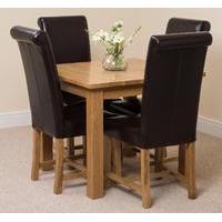 oslo solid oak dining table and 4 brown washington leather chairs