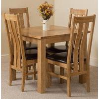 oslo solid oak dining table and 4 princeton solid oak leather chairs