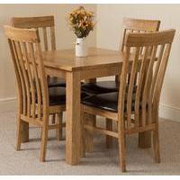Oslo Solid Oak Dining Table and 4 Harvard Solid Oak Leather Chairs
