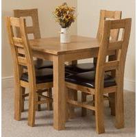 Oslo Solid Oak Dining Table and 4 Yale Solid Oak Leather Chairs