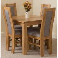 Oslo Solid Oak Dining Table and 4 Stanford Solid Oak Fabric Chairs