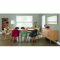 Oslo Oak Extension Dining Table & Extensive Choice of 6 or 8 Dining Chairs (Table & 6 Stone Fabric Chairs)