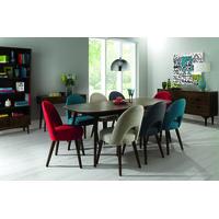 Oslo Walnut 175cm to 215cm Extending Dining Table & Choice of 6 or 8 Dining Chairs (2 Linen, 2 Charcoal, 2 Red & 2 Teal Fabric Chairs)