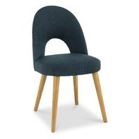 Oslo Oak Steel Fabric Upholstered Dining Chairs - Pair