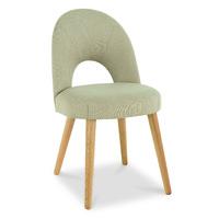 Oslo Oak Stone Fabric Upholstered Dining Chairs - Pair