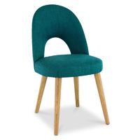 Oslo Oak Teal Fabric Upholstered Dining Chairs - Pair