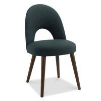 Oslo Walnut Charcoal Fabric Upholstered Dining Chairs - Pair