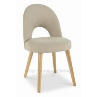 Oslo Oak Stone Fabric Upholstered Dining Chairs - Pair