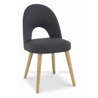 Oslo Oak Steel Fabric Upholstered Dining Chairs - Pair