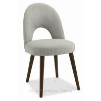 Oslo Walnut Linen Fabric Upholstered Dining Chairs - Pair