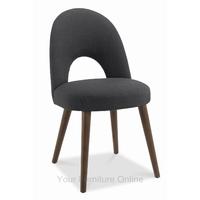 Oslo Walnut Charcoal Fabric Upholstered Dining Chairs - Pair