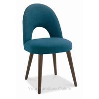 Oslo Walnut Teal Upholstered Dining Chairs - Pair